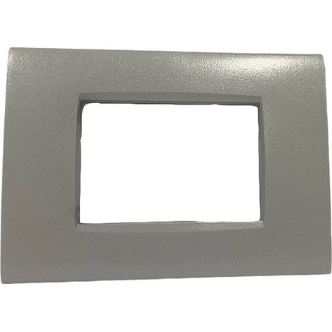Placchetta per interruttore in metallo a 3 posti grigio pietra cassetta 503 compatibile con living air supporto cover (1/2)