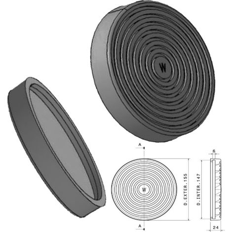 Taco De Goma Para Elevadores Istobal Velyen, 155mm diametro