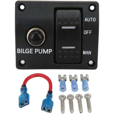 3-way switch panel for 12V/24V bilge pump with integrated 15A circuit breaker – Nautical accessory for yacht