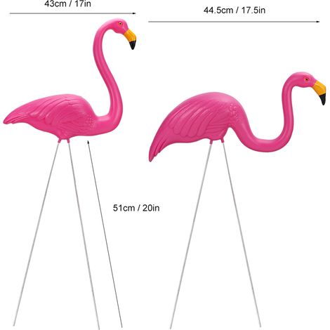 Decoración artificial para jardín, figura de pájaro de plástico de 51 cm de altura con 2 figuras y 4 soportes. (1/5)