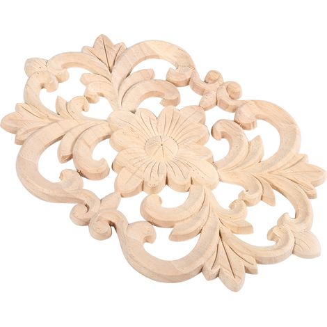 Applique Bois Sculptée Ornement Non Peinte Meuble Déco Porte Placard Maison 22x14cm (1/3)