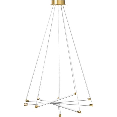Lampe de plafond LED, 5 tubes lumineux personnalisables, personnalisable, lampe de plafond pour salon, salle à manger, doré + blanc