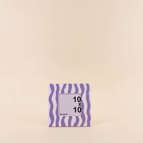 Cadre photo rayé vagues violet / blanc 17x17 cm
