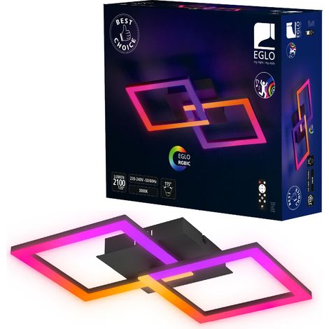 Luminaire plafonnier LED RGBIC, lampe de plafond géométrique avec (1/5)