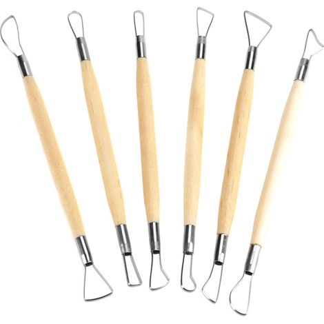 Kit de sculpture sur argile à double extrémité (6 pièces) pour modelage et modelage de poterie