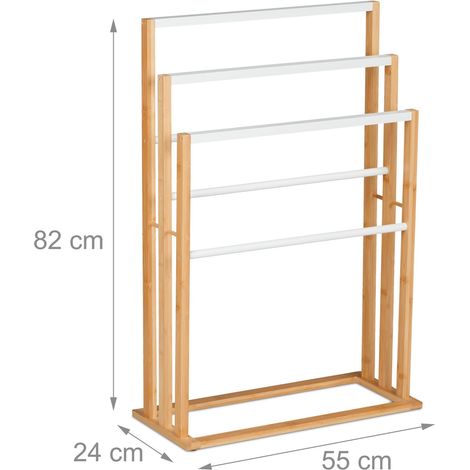 Toallero de 6 barras moderno para baño altura desalineada uso práctico de bambú natural 130013610 (1/3)