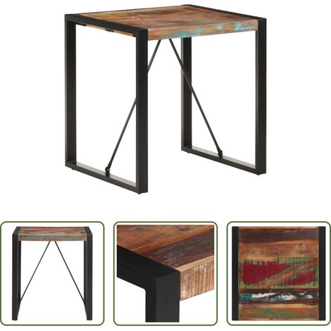 Holzmaserung - Esstisch 70x70x75 cm Recyceltes Massivholz (1/5)
