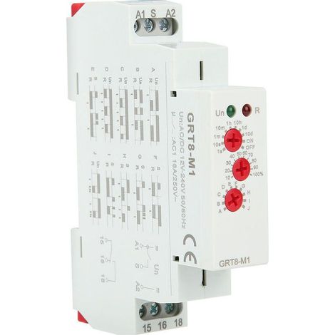 Relais temporisé GRT8-M1 avec 10 fonctions 35MM montage rail DIN AC/DC 12V 240V 50-60Hz (1/5)