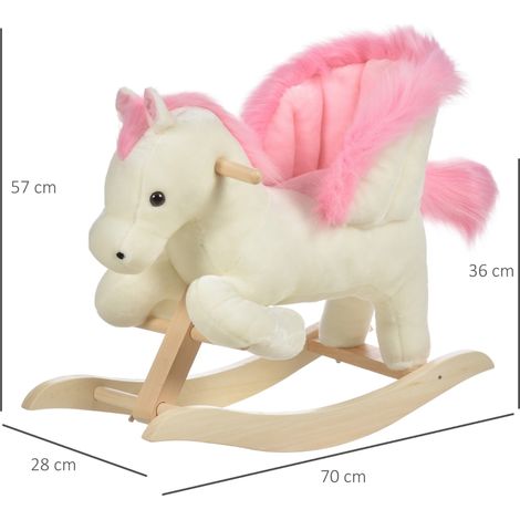 Cheval à bascule bébé avec effets sonores et poignées,siège en peluche doux,adapté aux tout-petits de 1,5 à 3 mois pour jouer en toute sécurité.