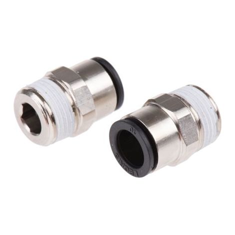 Adaptateur droit fileté Legris LF3000 vers Enfichable 10 mm R 3/8 Mâle ( Prix pour Paquet de 2 )