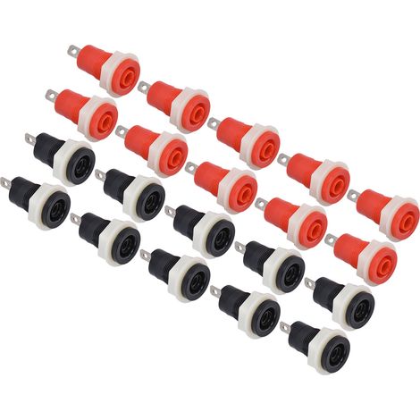 20 bornes banane sécurité laiton nickélés soudure pour prise banane 4mm CAT III 1000V 32A, 10 rouges et 10 noires, trou 12mm (1/5)