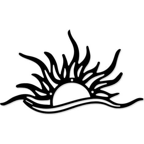 Décoration Murales Métal Noir Décoration Murale Lever de Soleil Dessin au Trait Mat Sculptures Murales Minimalistes Ornements à Suspendre pour Chambre Cuisine Salle de Bain Salon 17.6x30cm (1/5)