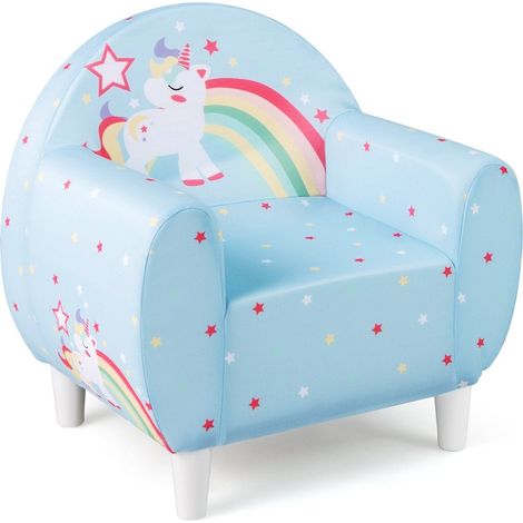 Canape enfant avec dossier et accoudoir motif licorne