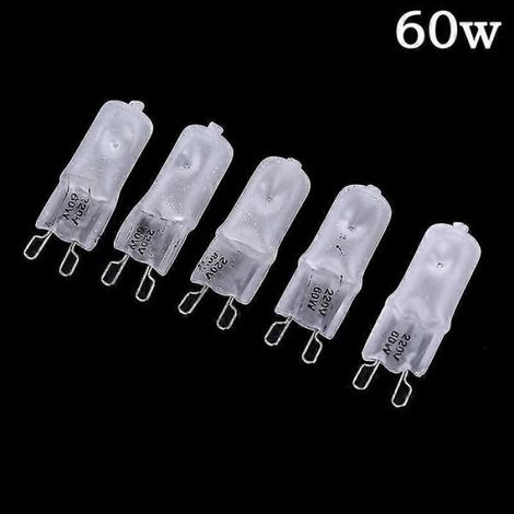 Ampoule Halogène G9 - 220 V - 20 W / 40 W / 60 W - Dépolie - Dimmable - Pour Lustres et Appliques - Lot de 5