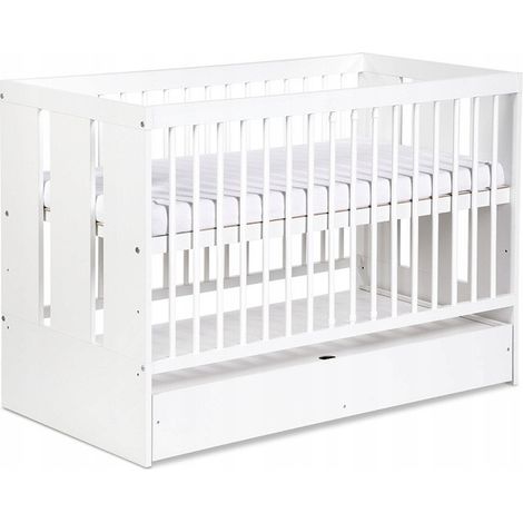 Lit bébé 120x60cm Blanc avec tiroir PAULA Lit à barreaux amovible (1/5)