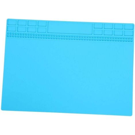 Hitzebeständige magnetische Silikon-Reparaturmatte für Elektronik, Computer und Handys – Lötstationszubehör – 350 x 250 x 4 mm – Hellblau