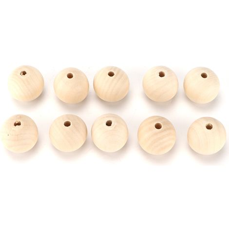10pcs Craft Beads Round Wood Color MultiPurpose Wooden Beads Bulk with Hole for DIY Handicraft Decoration Gift (1/5)