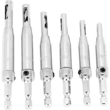 6pcs Self Centering Hinge Cabinet Door Wood Drill Bit Set 5/64 7/64 9/64 11/64 13/64 1/4 (1/5)