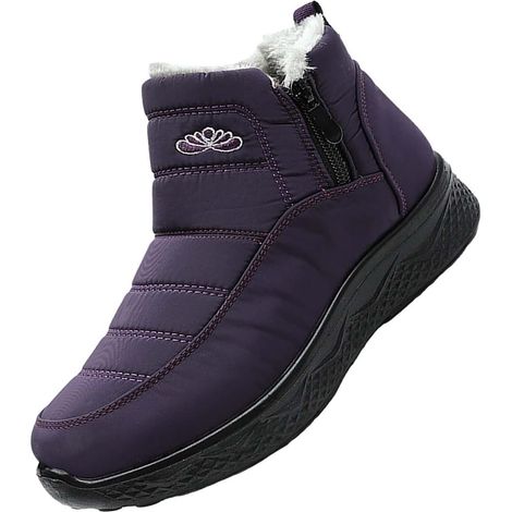 Zapatos casuales de moda para parejas, zapatos de invierno de algodón para hombre, zapatos de trabajo de invierno acolchados y cálidos para mujer, morado, EU 40 (1/5)
