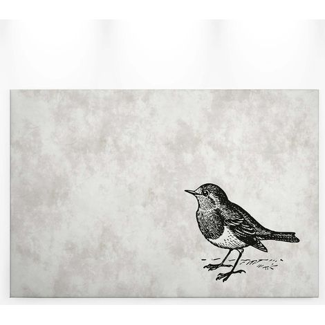 Tableau sur toile parfait pour couloir & chambre adulte | Tableau cuisine oiseau noir sur fond gris | Tableau animaux déco salon - 0,9 x 0,6 m (1/5)