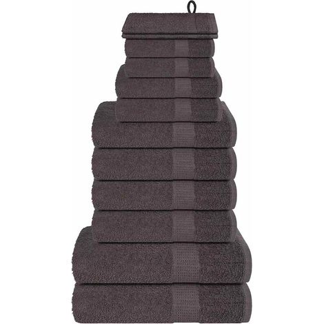 Juego de toallas 12 piezas 100% algodón antracita 360 gsm