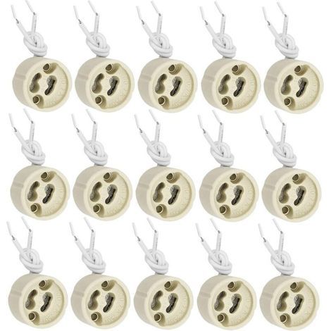 20 Pièces GU10 Support de Lampe Douille GU10 Base en céramique 2A 250V avec 9cm Câble en Silicone Douille D'ampoule Connecteur Adaptateur pour LED et Halogène (1/2)