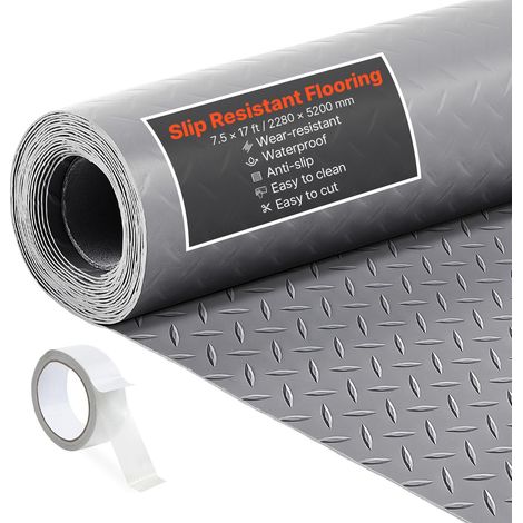 VEVOR Tappeto Rivestimento da Pavimento in PVC 2,28 x 5,2 m, Tappetino Protettivo per Pavimento Diamantato Spesso 2,2 mm con Nastro Biadesivo, Antiscivolo Facile da Pulire per Magazzini (1/5)