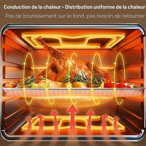Plaque à pâtisserie avec grille de refroidissement, 2 plaques inox + 2 grilles pour four, plaque rectangulaire 31,5 x 24,5 x 2,5 cm pour cuisiner et servir (1/4)