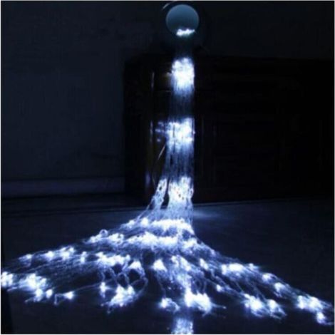 LED-Lichterkette mit Kaskadeneffekt, Schneeflockeneffekt, hängender Feenvorhang, funkelndes Wasserflusslicht für Lampendekoration (3 x 2 m, 240 LEDs, Kaltweiß)