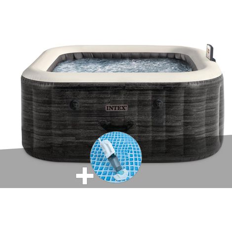 Kit spa gonflable Intex PureSpa Ardoise carré Bulles 4 places + Aspirateur
