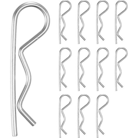 Goupilles d'attelage M25x60mm acier inox 304, clips en R, goupilles fendues pour tracteur tondeuse camion réparation moteur + M2x50mm (1/5)