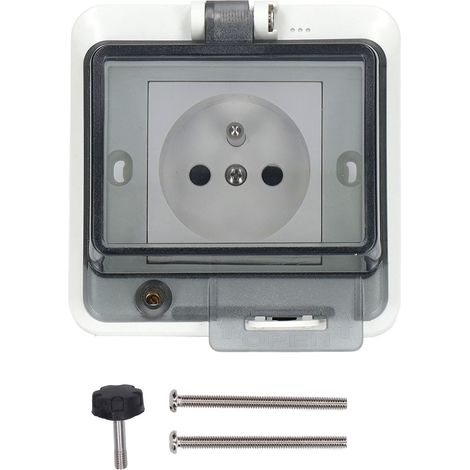 Boîtier de prise extérieur étanche pour jardin, encastré IP66, 1 poste, sans interrupteur, 250 V, 16 A, style FR