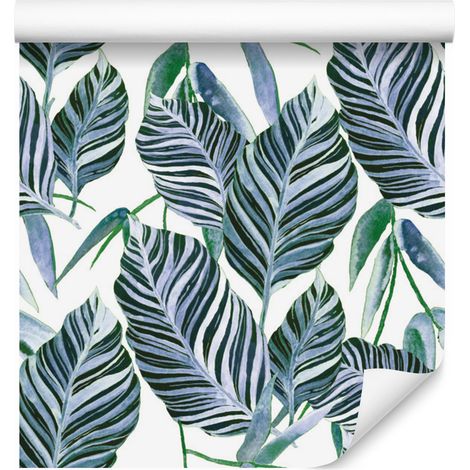 Papier peint aquarelle à motifs de feuilles exotiques pour salon et chambre 50x1000 cm (1/5)