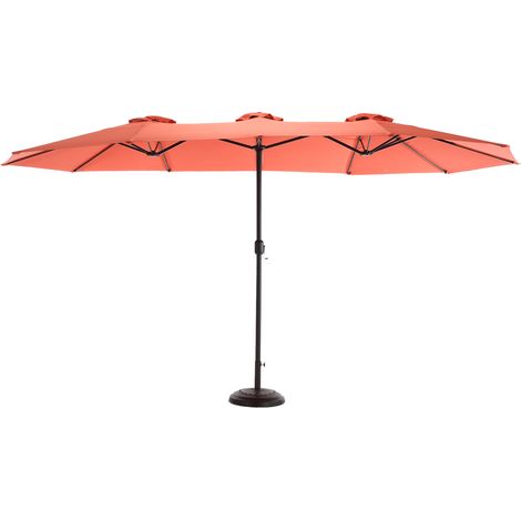 Parasol d'extérieur rectangulaire double face 14,8 pi, grand, avec manivelle (orange) (sans base) (1/5)