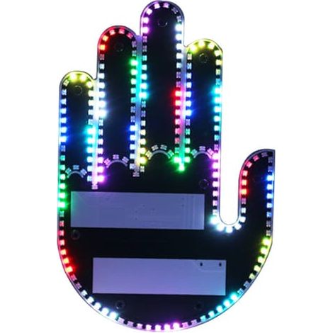 Ecleanfy - Lumières amusantes à commande gestuelle - Éclairage LED amusant pour plaque d'immatriculation arrière avec télécommande, lumières LED pour les doigts dans la voiture. Modèle coloré