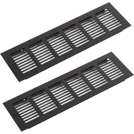 Grille Aération Aluminium 2 Pièces Grille d'Aeration Grille de Ventilation Rectangulaire Grille d'Aeration en Alliage Grille Daération Extérieure pour la Ventilation Noir 250 X 80mm (1/4)