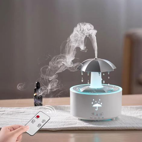 Parapluie Rotatif Automatique 7 Couleurs Aromathérapie Humidificateur Silencieux avec Arrêt Automatique Protection Convient pour Maison Bureau Chambre (Blanc) (1/5)