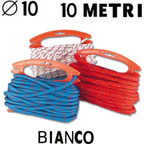 Matassa treccia in polipropilene bianca in bobina da 10 metri diametro treccia 10 mm nautica