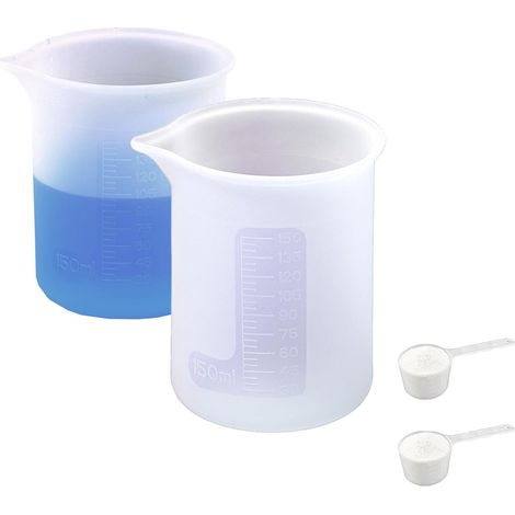 Set of 2 silicone laundry detergent dispensers, 150ml each, with graduations and 2 measuring spoons, 50ml each, for liquid laundry detergent, washing ball for liquid laundry, laundry powder dispenser (1/5)