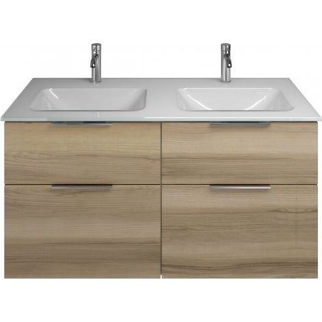 Vasque en verre Burg Eqio + meuble sous-vasque Frassino D. Cappuccino/blanc GR0146 (1/2)