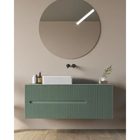 Exagonshop Mobile bagno 120x46 Urbino cannettato verde bosco con