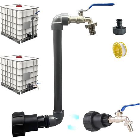 Robinet Cuve 1000L 3/4" S60X6 IBC, 2 en 1 Extension Intégrée, Raccord Cuve 1000 litres, Robinet Col de Cygne de Cuve, Adaptateur de Réservoir IBC Adaptateur Cuve (3/4") (1/5)