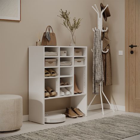 Schuhschrank Hermia, Weiß, 78.6 x 99 cm mit 12 offenen Fächern, Vicco (1/5)