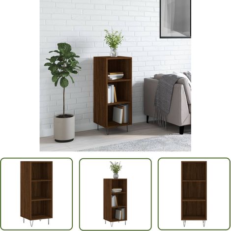The Living Store Sideboard Braun Eichen-Optik 34,5x32,5x90 cm Holzwerkstoff - Sideboard - Wohnzimmermöbel - Holzmöbel - Eiche Optik - Schreibtisch (1/5)