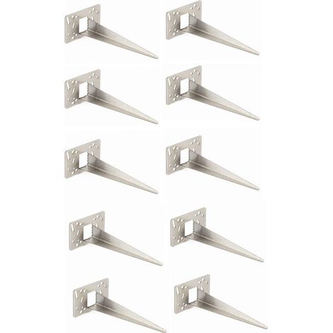 Novatool 10 x piquets de terre métal 10 x 6 x 18 cm acier inoxydable ancrage au sol professionnel pour lampes manchon de sol piquet de jardin piquets