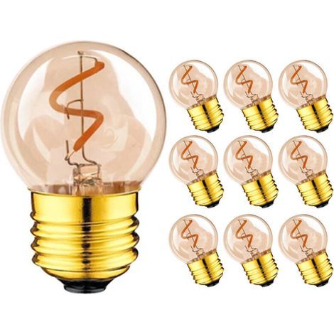 Ampoules LED de Style industriel rétro G40, lumière ce 220V, lumière en soie, lumière Flexible 2200K, Source de lumière jaune chaud 2W E27, 10 pièces (1/4)