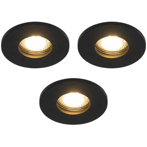 QAZQA Shed Spot encastrable - set de 3 - 8,5x8,5cm - IP54 - rond - noir mat (1/5)