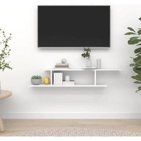 vidaXL Étagère TV murale Blanc 125x18x23 cm Bois d’ingénierie (1/5)