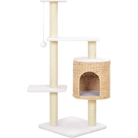 Árbol para gatos rascador caseta para gatos peluche de sisal con estampado de algas marinas beige 3702267