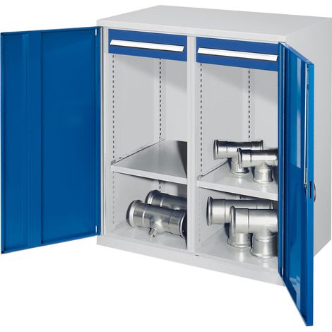 Kappes Schwerlast-Beistellschränke mit Mitteltrennwand 1110x1000x600mm Vollblechtüren Modell 73 enzianblau